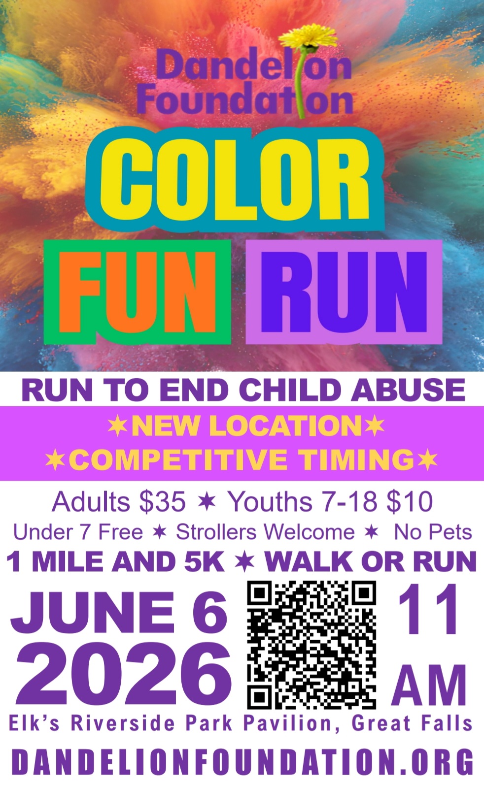 Dandelion Foundation Color Run 2026 flyer